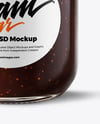 Clear Glass Jar with Fig Jam Mockup