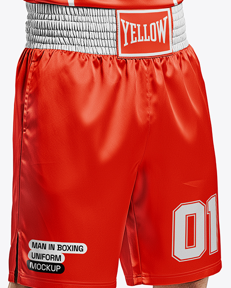 Man Wearing Boxing Kit with Jersey and Shorts Mockup