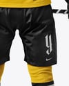 Man Wearing Full Ice Hockey Kit Mockup - Back view