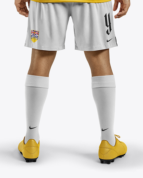 Soccer Player Wearing Jersey and Shorts Mockup