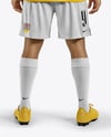 Soccer Player Wearing Jersey and Shorts Mockup