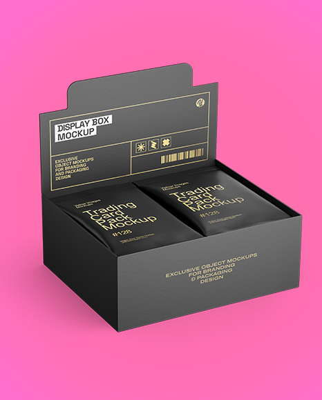 Box with Matte Trading Card Packs Mockup