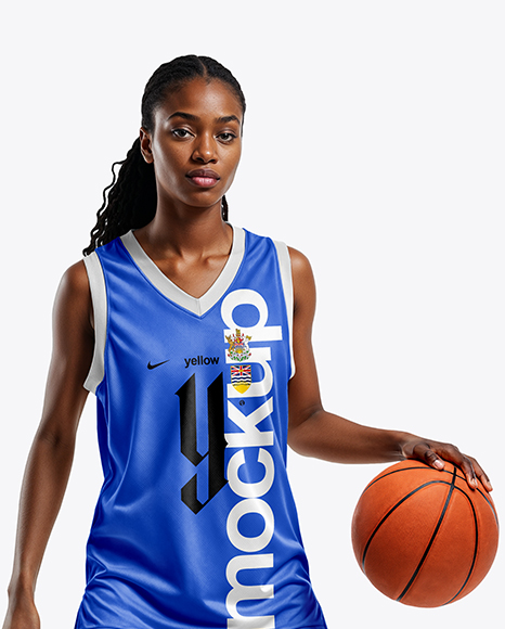Black Woman Wearing Full Basketball Kit Mockup