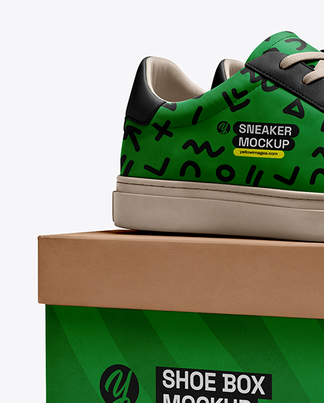 Pair of Sneakers with Shoe Box Mockup