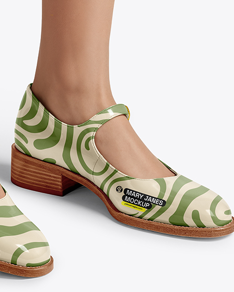 Mary Janes on Woman's Legs with Dress Mockup