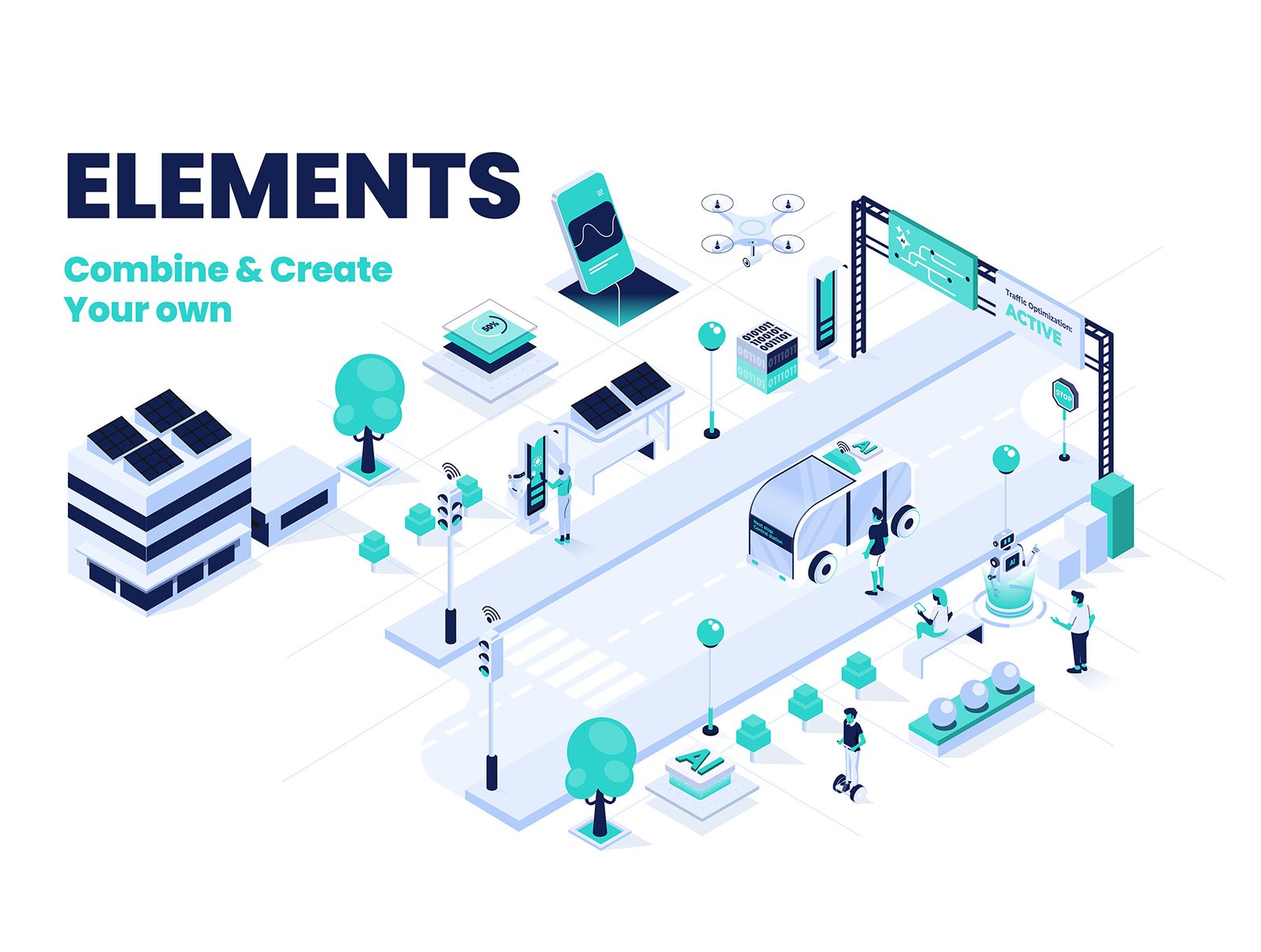 AI &amp; Data Isometric Illustrations – Modern Tech Pack