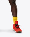 Black Male UFC Fighter Wearing T-Shirt & Shorts Mockup