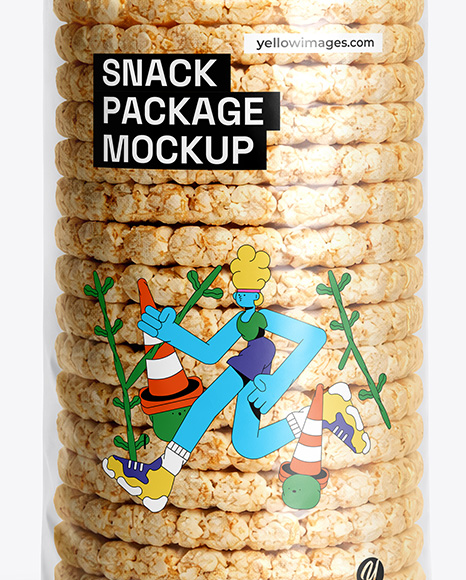 Clear Snack Package with Rice Cakes Mockup