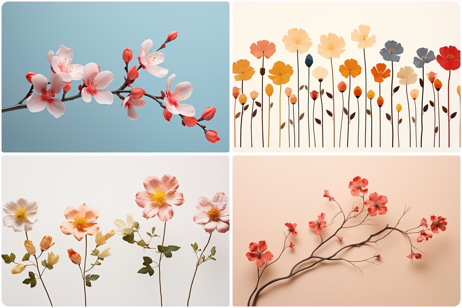 120 Flowers Poster Illustration Backgrounds