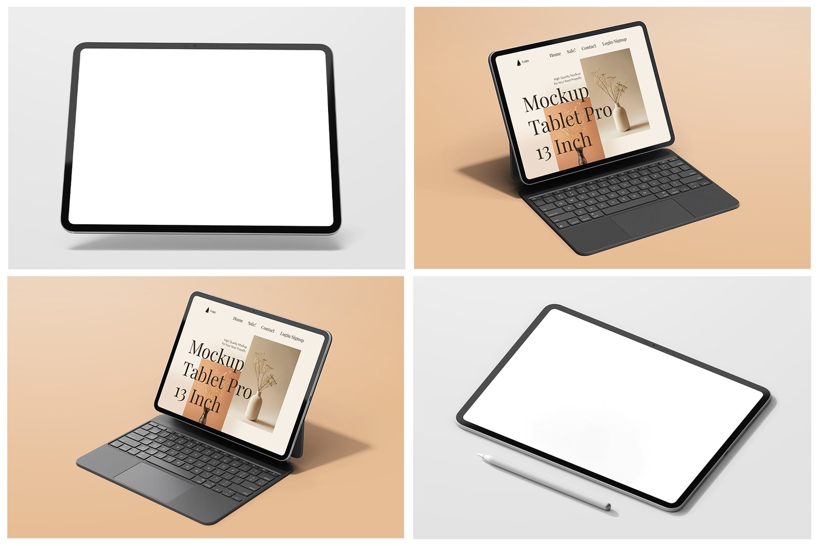 iPad Pro 13 Inch with Magic Keyboard PSD Mockup Pack