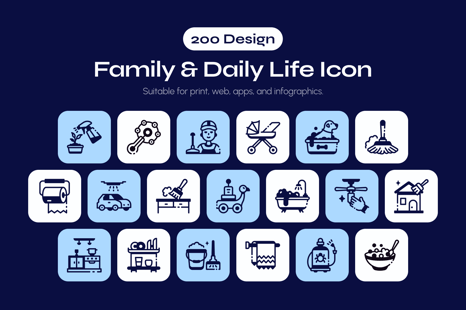 Family and Daily Life Icon Set