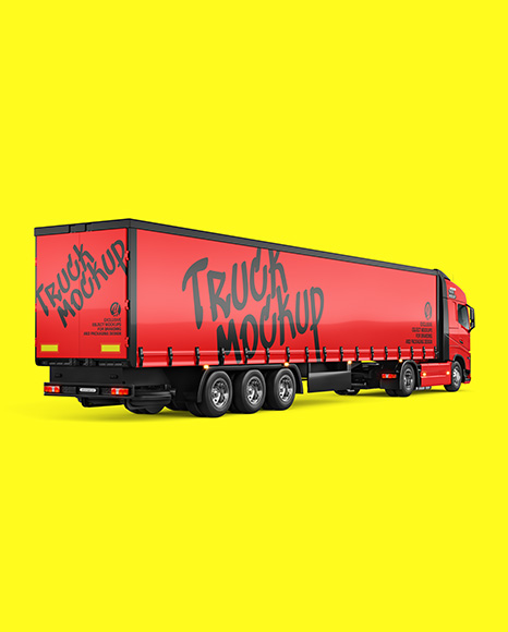 Semi Trailer Truck Mockup - Back Half Side View