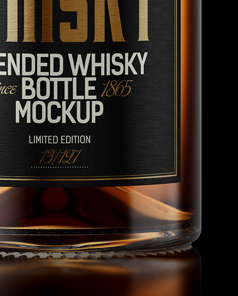 Whiskey Bottle on Black Background Mockup