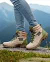 Pair of Hiking Boots on Woman's Legs with Jeans Mockup