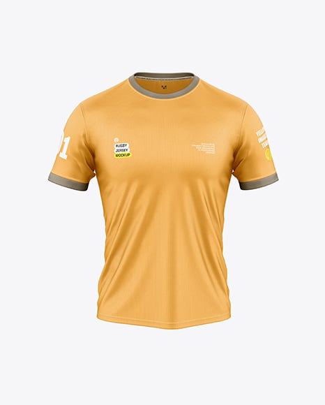 Round Collar Rugby Jersey Mockup - Front View