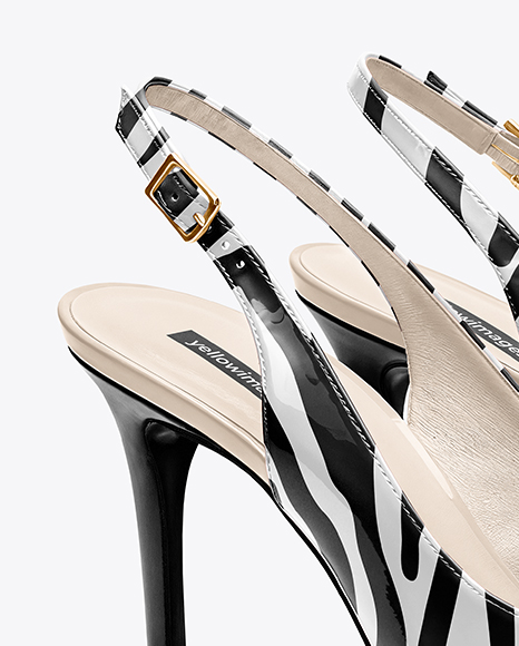 Pair of Glossy Slingbacks Mockup