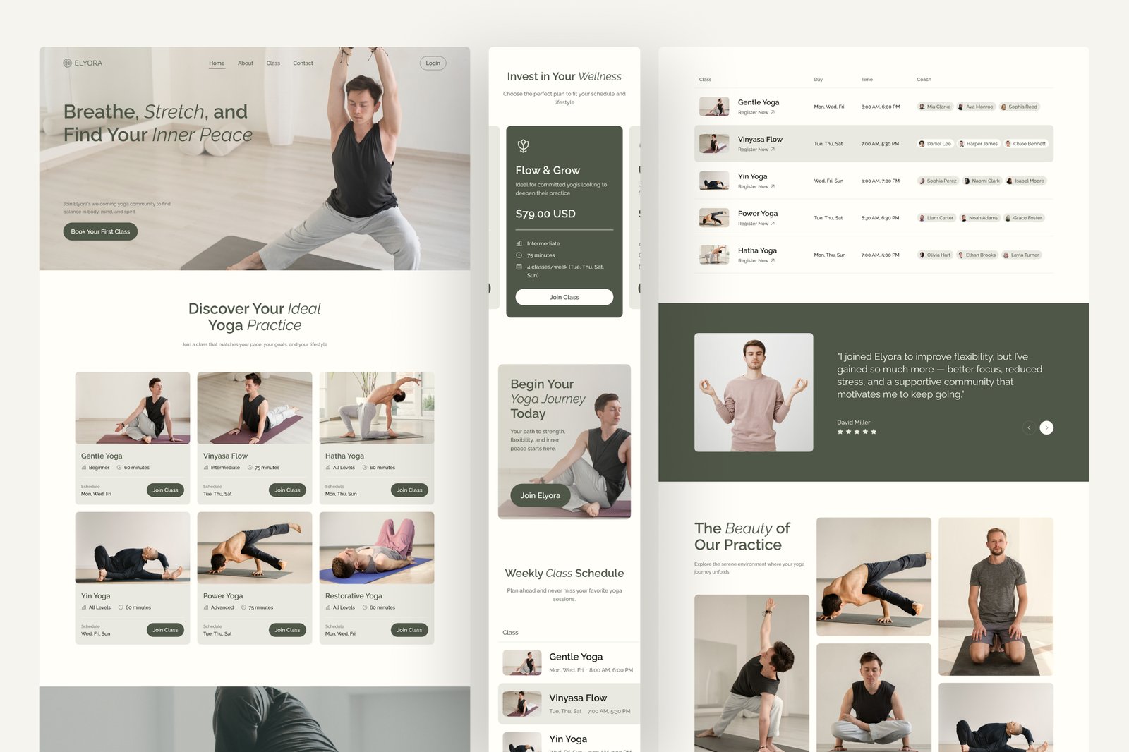 Elyora – Yoga Studio Website UI Figma Template