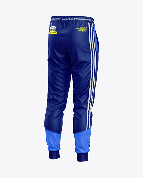 Men’s Pants Mockup - Back Half Side View - Men's+Side+Striped+Grey+Melange+Sport+Pants