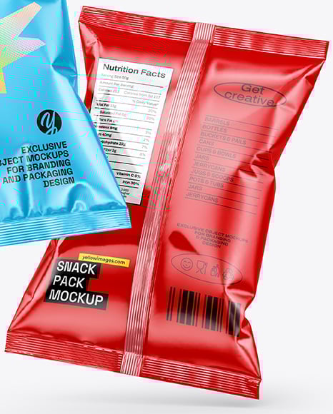 Glossy Snack Bags Mockup
