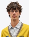 Young Man Wearing Cardigan and Shirt Mockup
