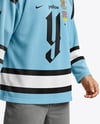 Man Wearing Ice Hockey Jersey Mockup