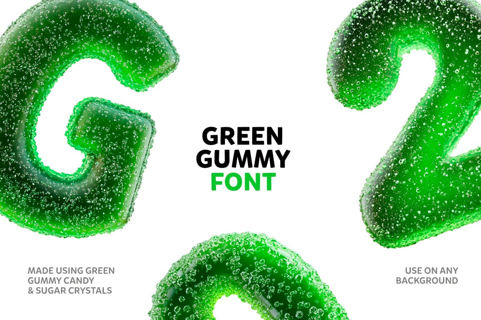 Green Gummy Font: Geometric 3D Alphabet PNG