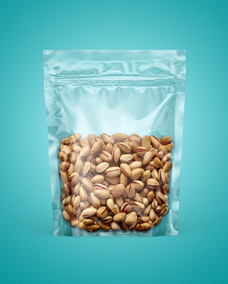 Transparent Pouch with Phistachios Mockup
