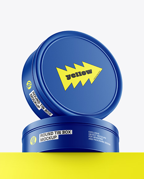 Two Matte Round Tin Boxes Mockup - Cookie packaging mockup