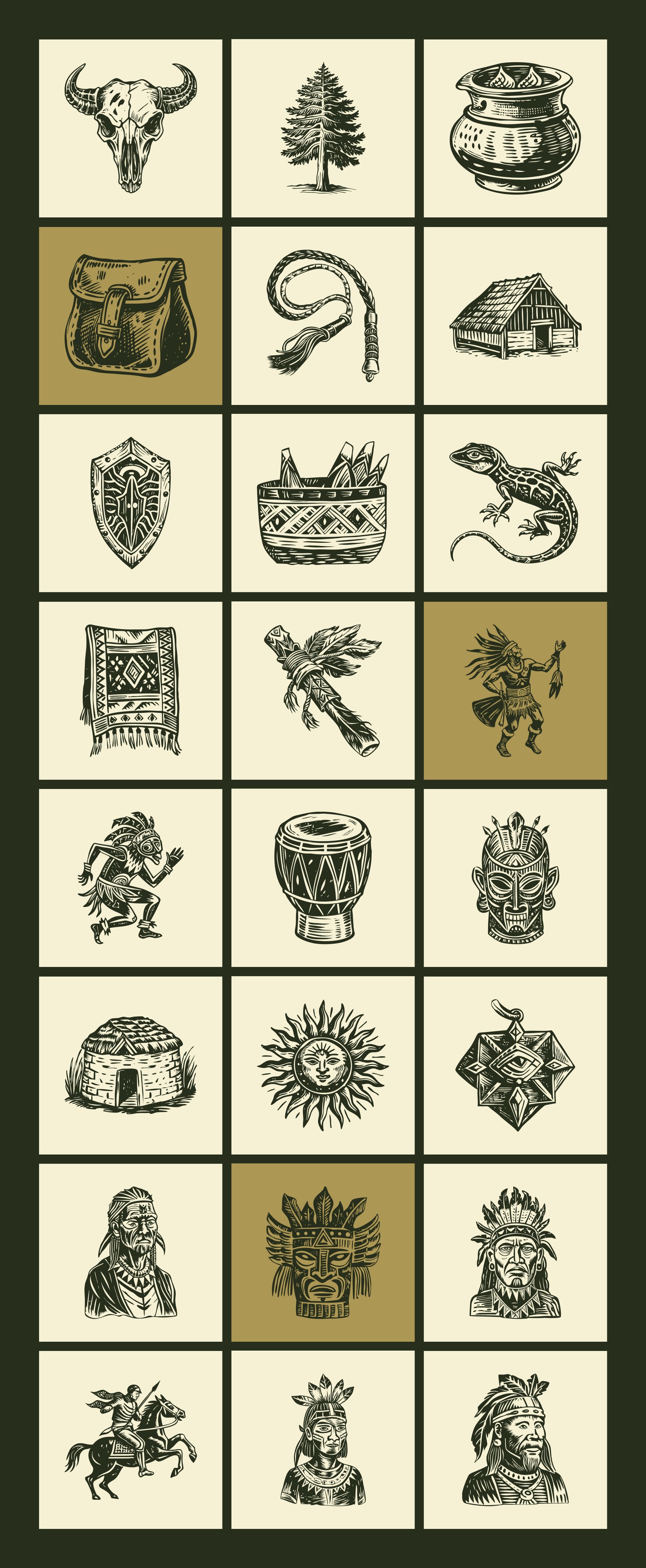 Native American Art Icon Set