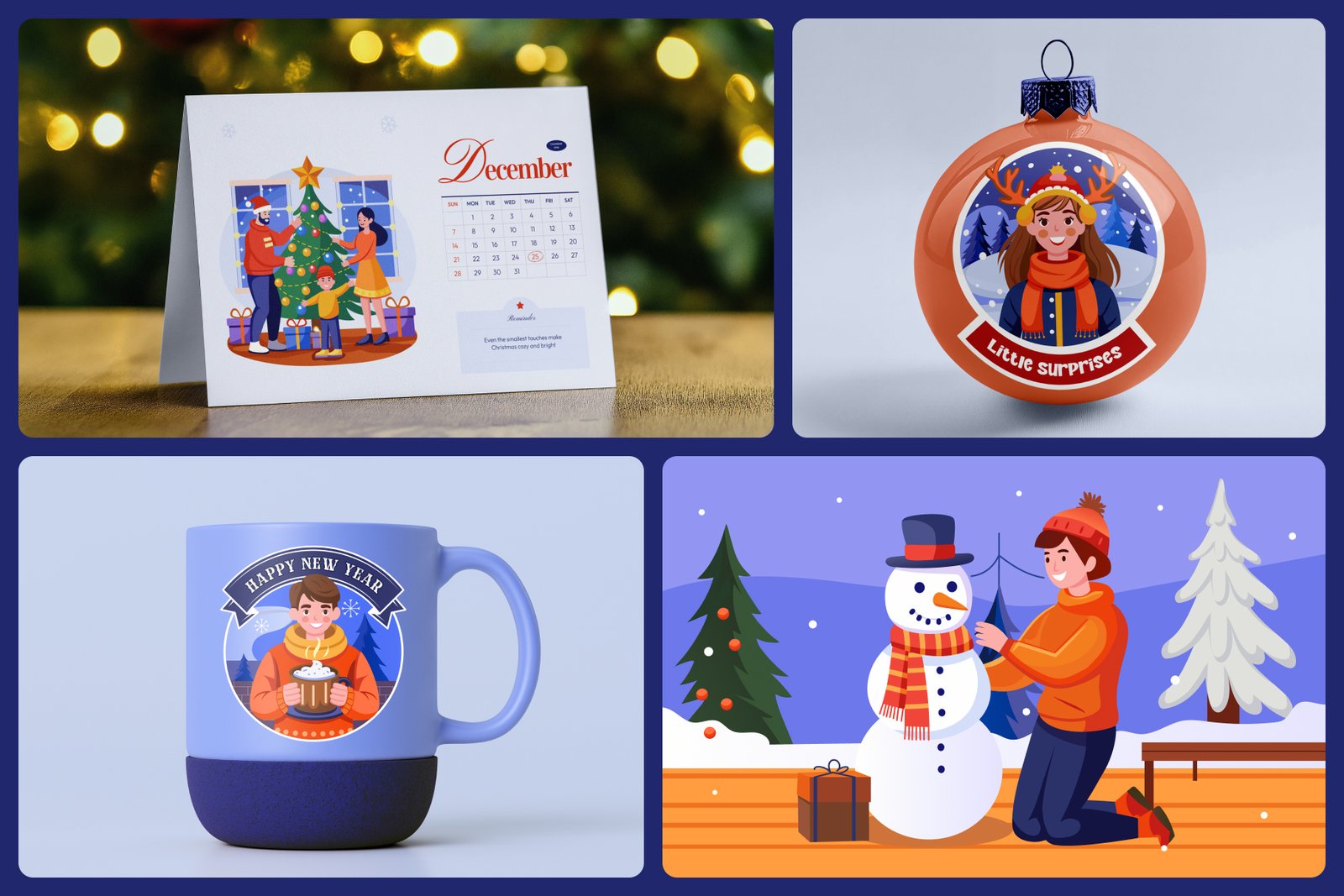 Cute Winter Scene Illustration Art Set