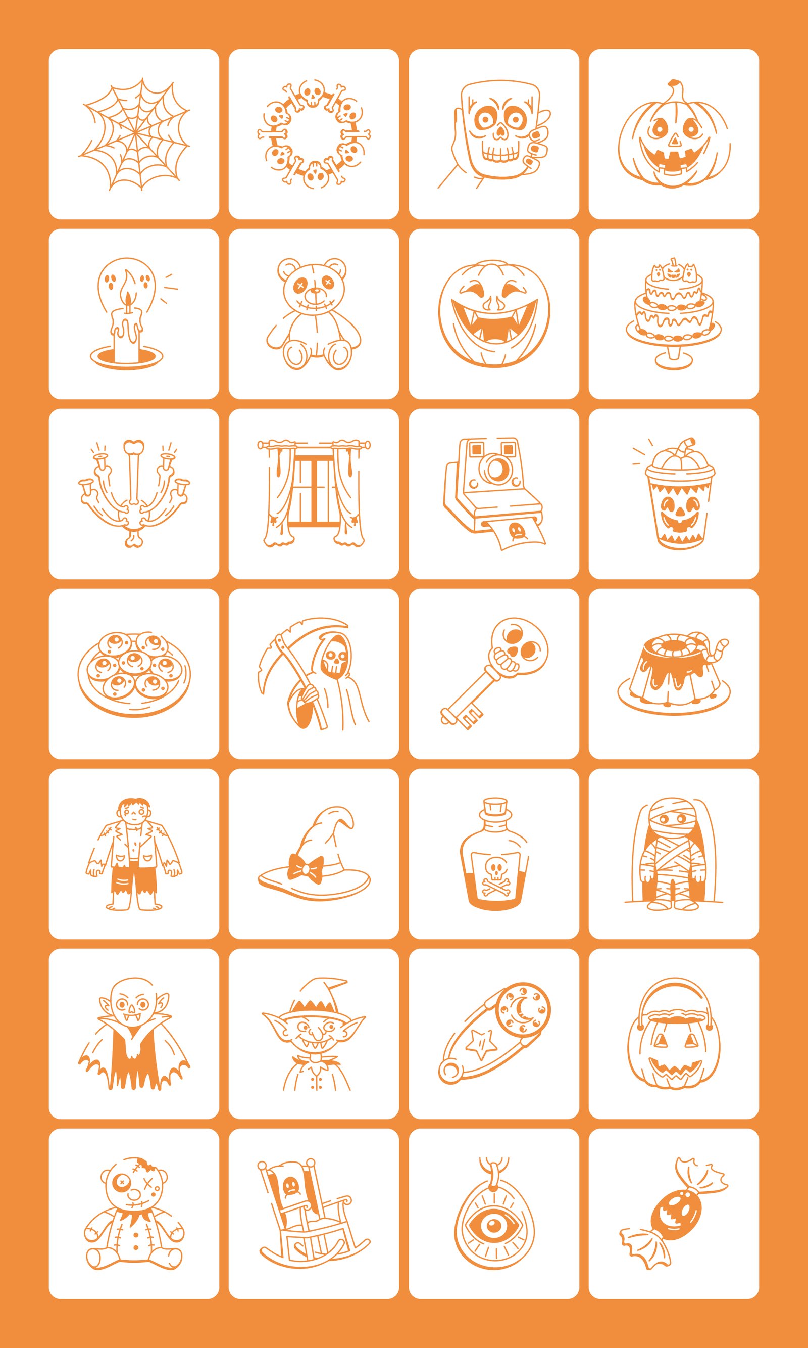 Halloween Doodles Icons Set