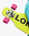 Young Woman Wearing Long Sleeve and Beanie with Longboard Mockup