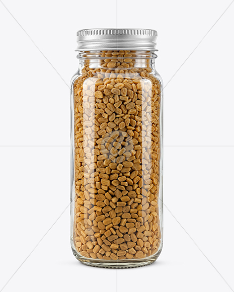 Glass Jar with Fenugreek Seeds Mockup