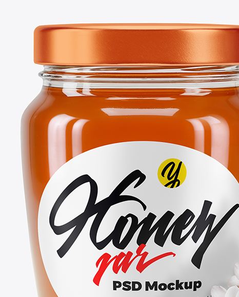 Glass Jar with Acacia Honey Mockup
