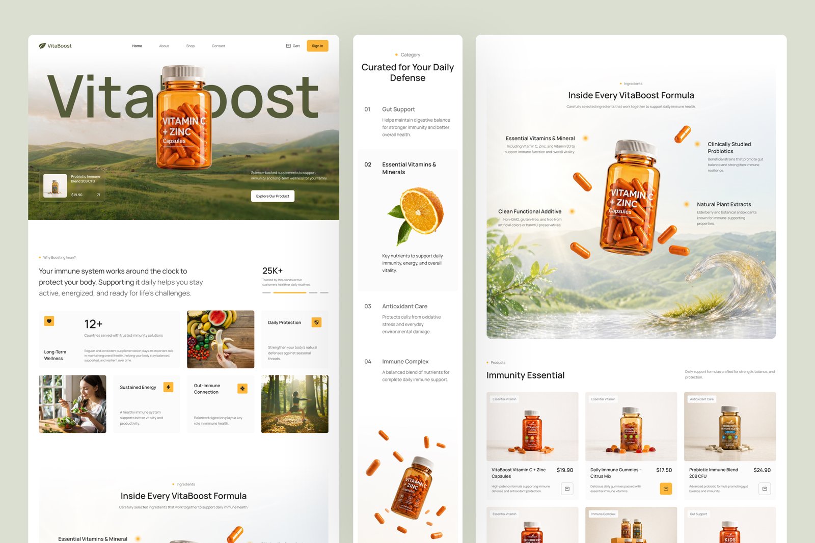 VitaBoost - Health &amp; Nutrition Website UI Figma Template