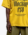 Elderly Afro-American Man Wearing Oversized T-Shirt & Sweatpants Mockup