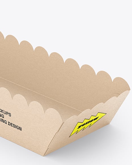 Kraft Paper Food Tray with Hot Dog Mockup