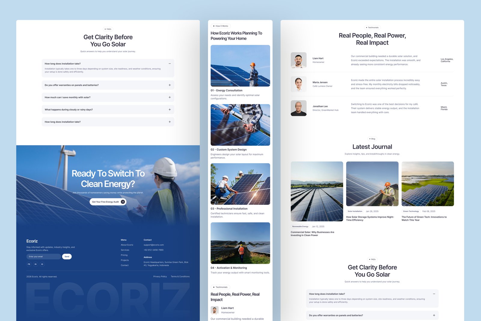 Ecoriz – Solar &amp; Renewable Energy Website UI Figma Template