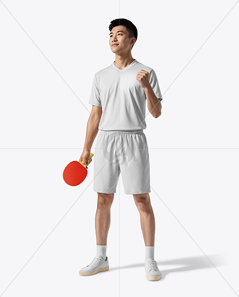 Asian Man Wearing Full Table Tennis Kit Mockup