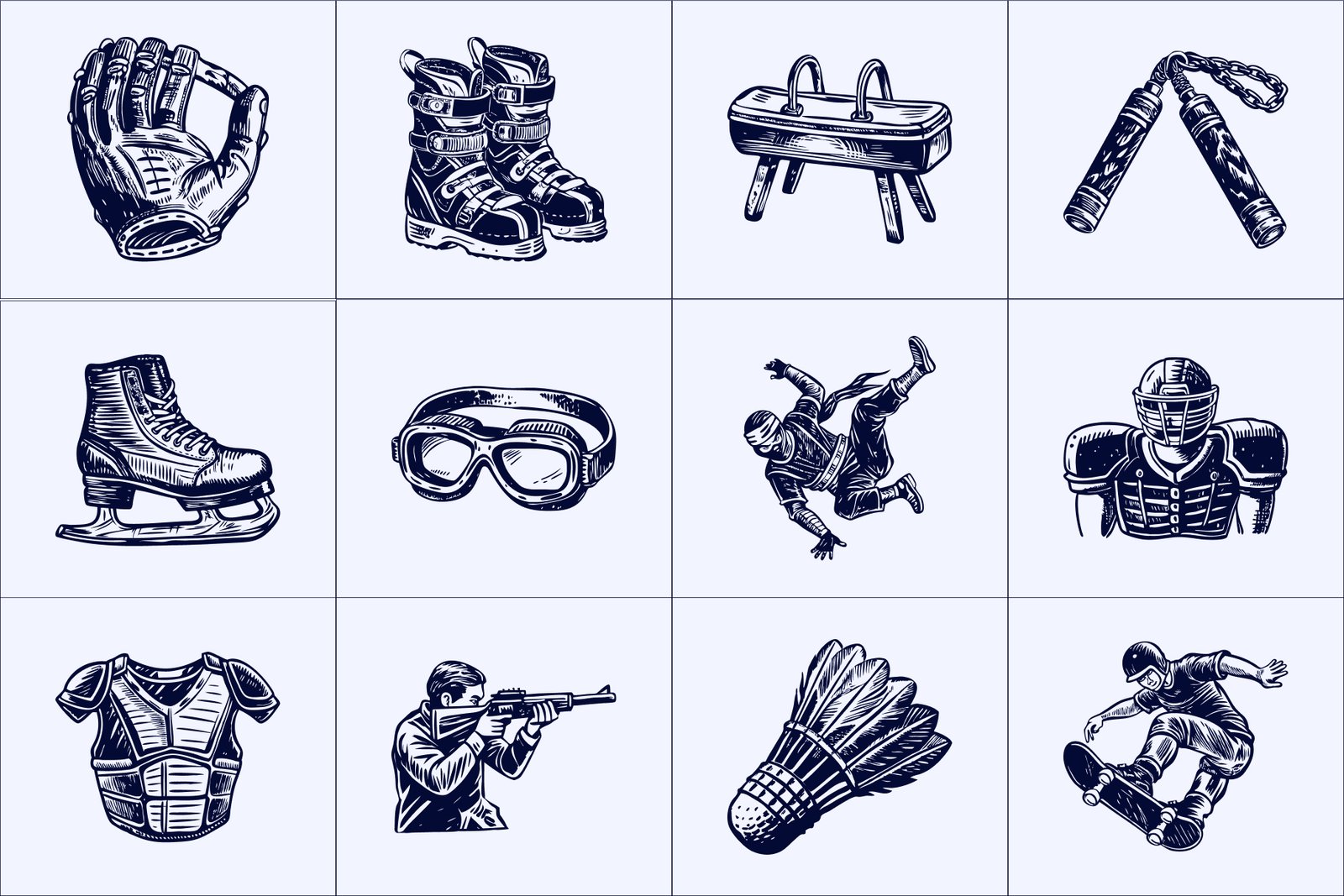 Vintage Sports Illustration Set