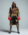 Black Man Wearing Boxing Kit with Robe and Shorts Mockup