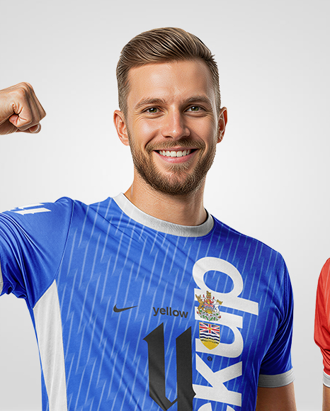 Two Men Wearing Full Volleyball Uniform Mockup