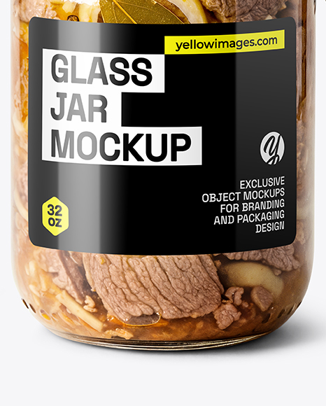 Glass Jar with Clamp Lid Filled Stewed Meat Mockup