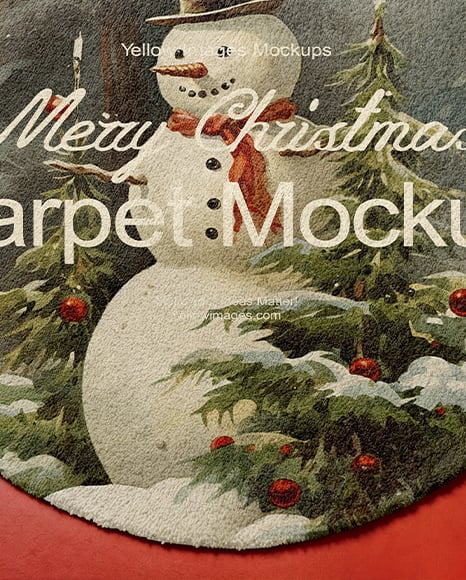 Round Carpet Next to Christmas Tree Mockup