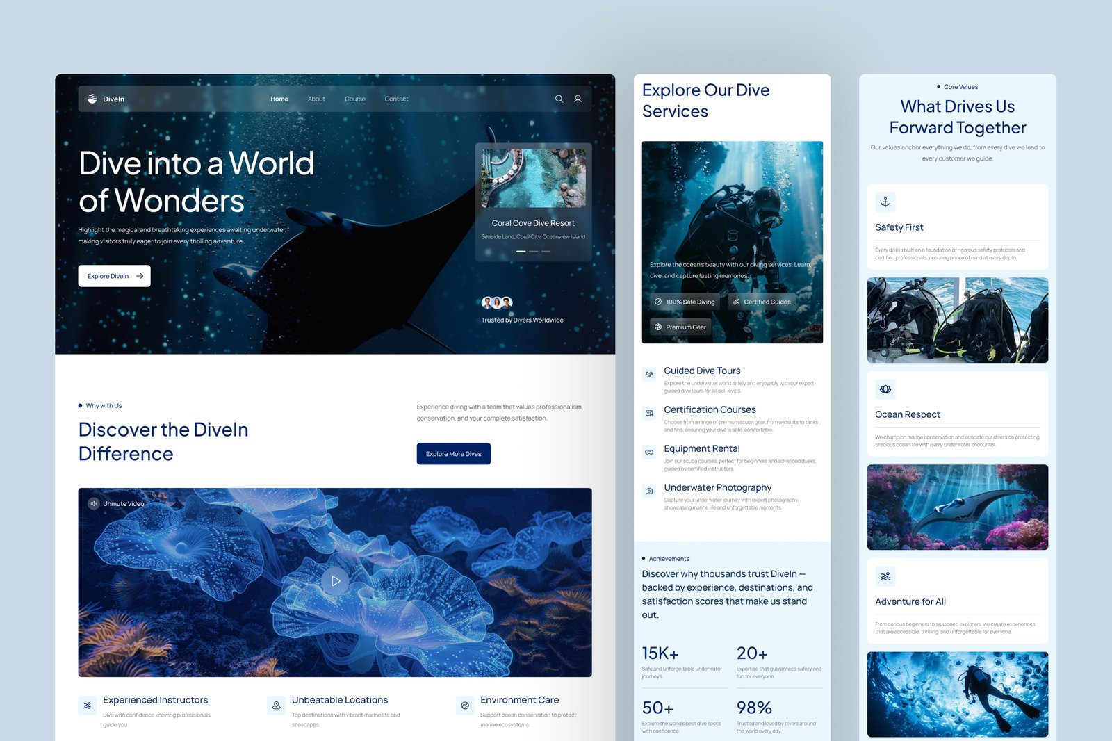 DiveIn – Scuba Diving Website UI Figma Template