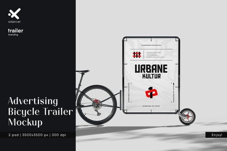 Advertising Bicycle Trailer Mockup - Product Mockups