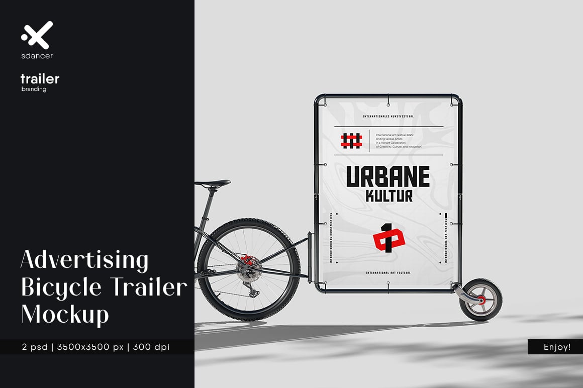 Advertising Bicycle Trailer Mockup