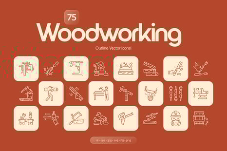 Woodworking Icon Set - Graphics