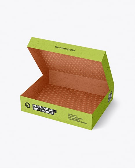 Kraft Paper Box With Sushi Mockup