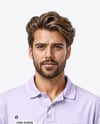 Man Wearing Long-Sleeve Polo Shirt and Jeans Mockup